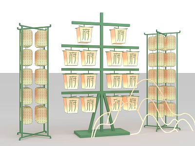 Green Multi tiered Commercial Equipment Shelving Units with Orange Baskets for Retail 3d model