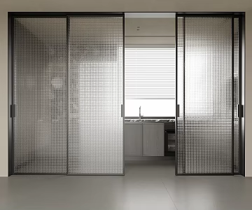 modern glass sliding door kitchen door 3d model