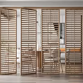 Modern Wooden Slatted Room Divider For Home Interior Living Space