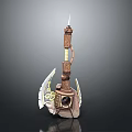 Traditional Ornamental Tribal Wooden Staff With Feather Decoration And Detailed Carved Patterns