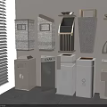 Public Facilities Trash Bins With Various Designs Wall Mounted And Floor Standing 3d model