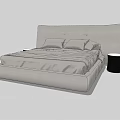 Modern Double Bed With Upholstered Headboard Pillows And Side Table 3d model