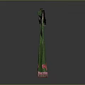 Elegant Green Traditional Dress with Pink Embroidery on Cuffs and Hem