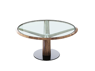 Modern Round Table Solid Wood Glass Round Table 3d model