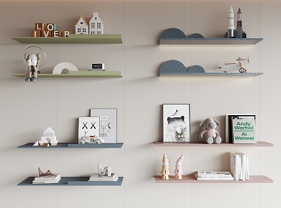 Modern Wall Shelf Children's Laminated Decorative Ornaments 3d model