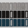 Modern Hinged Doors In Multiple Colors With Panel And Glass Designs 3d model