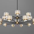 Modern Stylish Lighting Combination With Chandelier Ceiling Light And Glass Shades