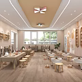 Bright Kindergarten Classroom Interior With Tables Chairs Wall Decor And Natural Light