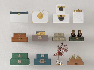 Colorful Decorative Storage Boxes And Small Home Decor Ornaments For Living Space 3d model