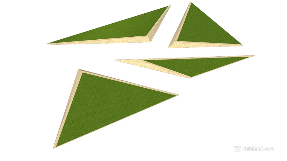 Green Triangular Road Infrastructure Elements For Traffic Safety And Guidance Purposes 3d model 