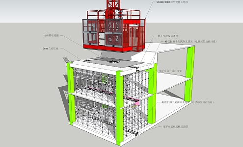 Modern Construction Elevator Construction Elevator Structure Diagram 3d model