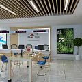 Modern Digital Store Interior With Display Tables Multiple Computers And Large Screen 3d model
