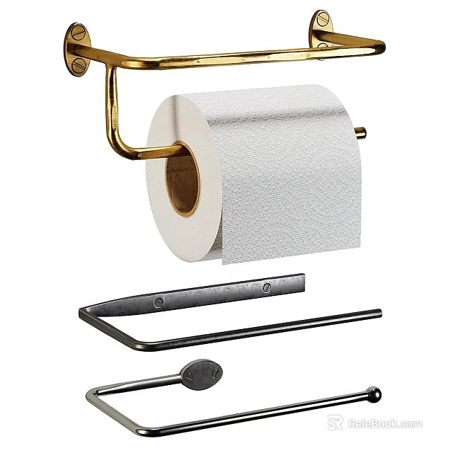 Stylish Bathroom Accessories Gold Toilet Paper Holder Black Towel Racks Metal For Modern Bathroom 3d model 