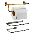 Stylish Bathroom Accessories Gold Toilet Paper Holder Black Towel Racks Metal For Modern Bathroom