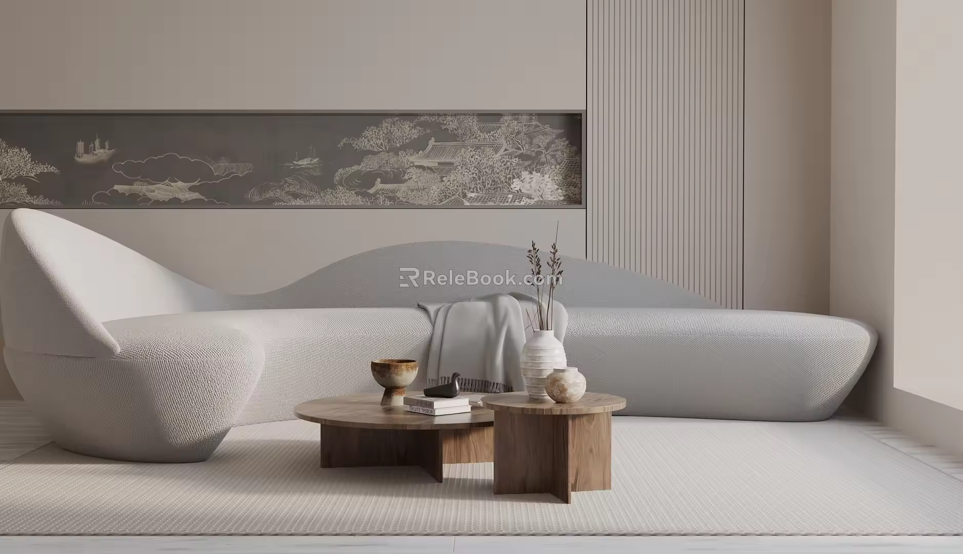 Modern three-seat sofa 3d model