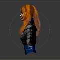 Fantasy Female Character In Silver Armor With Golden Braided Hair And Blue Undergarment Necklace