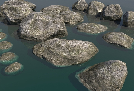 Modern outdoor pond stone 3d model