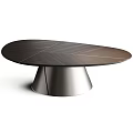 Modern Coffee Table Set With Wooden Grain Top And Conical Metal Base