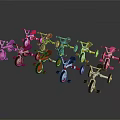 Colorful Children's Tricycles Showcased in Assorted Bright Hues on Reflective Surface