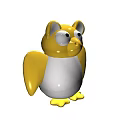 Cute Yellow And White Owl Doll With Big Black Eyes Round Body And Yellow Wings
