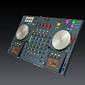 Professional DJ Mixer Commercial Equipment With Dual Turntables Colorful Buttons And Control Panel