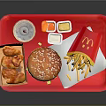 Delicious Fast Food Tray With Hamburger French Fries Nuggets And Soft Drink