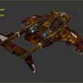Orange Brown Sci Fi Spaceship 3D Model With Detailed Engines And Metallic Wings