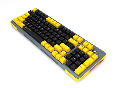 Black And Yellow Mechanical Computer Keyboard For Gaming And Office Use 3d model