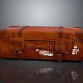 Vintage Brown Leather Suitcase With Straps Buckles And Travel Labels