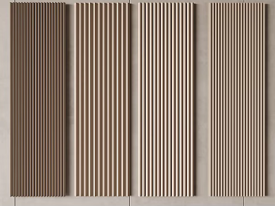 Wooden Wall Panels With Vertical Stripes In Various Colors For Interior Design 3d model
