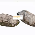 Natural Stone And Wood Decorative Items With Mossy Rough Surfaces 3d model
