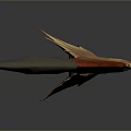 Ornate Curved Blade Weapon With Red Orange Design And Metallic Edge