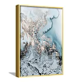 Framed Abstract Paintings With Blue Pink Gold Textures And Splatter Design For Wall Decor