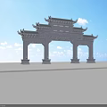 Traditional Chinese Paifang Architecture With Carved Decorations And Multi tiered Roofs Against Blue Sky