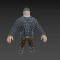 Man With Green Beanie White Beard In Navy Blue Coat And Brown Pants Black Shoes