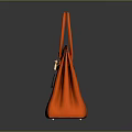 Vibrant Orange Leather Handbag With Top Handle Gold Metal Clasp And Structured Design