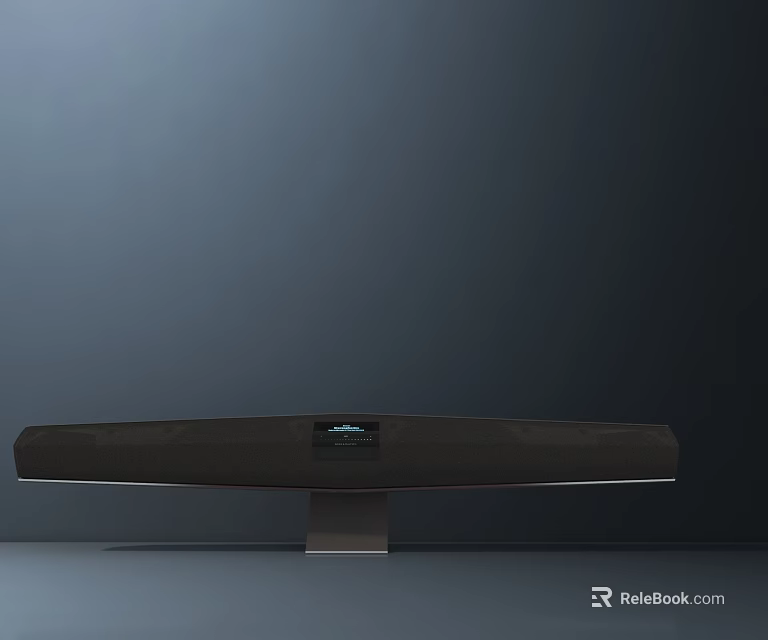 Black Soundbar Audio Speaker With Modern Sleek Design And Display Stand 3d model 