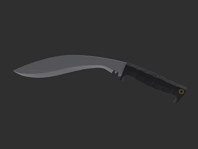 Curved Blade Weapon Knife With Sharp Edge And Black Textured Handle 3d model