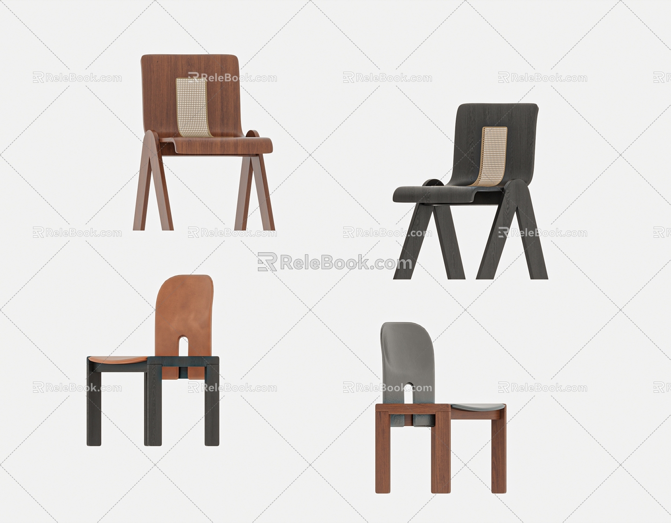 Middle Style Chair Dining Chair 3d model