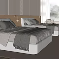 Modern Hotel Guest Room Interior With Two Double Beds Bedside Lamps And Cozy Carpet