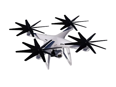 White Quadcopter Drone Design With Four Black Propellers And Camera 3d model