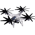 White Quadcopter Drone Design With Four Black Propellers And Camera