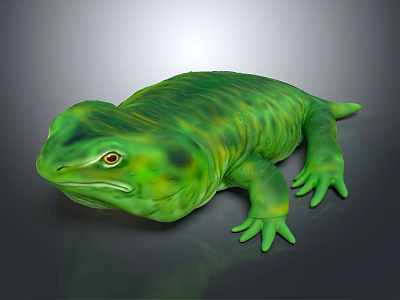 Green Toad 3D Model With Vibrant Green Color Textured Skin And Yellow Eyes 3d model