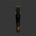 Futuristic Sci-Fi Weapon With Green Body Orange Accents And Mechanical Grip Design