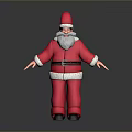 Old Man Dressed as Santa Claus in Red Costume with White Trim and Black Boots