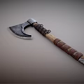Handcrafted Vintage Axe With Metal Head Wooden Handle And Leather Wrap