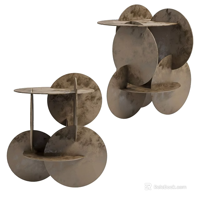 Modern Side Table With Metallic Circular Tiered Design And Minimalist Structure 3d model 
