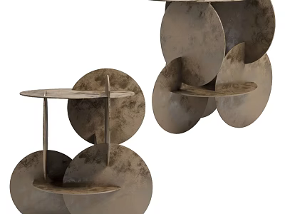 Modern Side Table With Metallic Circular Tiered Design And Minimalist Structure 3d model
