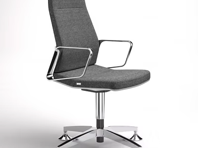 Modern Office Chair With Gray Fabric Metal Armrests And Five Star Caster Base 3d model