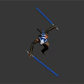 Warrior Character With White Headdress And Orange Skin Wielding Blue Lightsaber In Action Pose